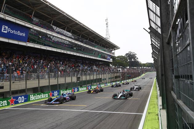 FORMULA 1 HEINEKEN GRANDE PREMIO DO BRASIL 2022 11 11 2022, Autodromo Jose Carlos Pace, Interlagos, FORMULA 1 HEINEKEN GRANDE PREMIO DO BRASIL 2022 , in picture Fernando Alonso ESP , Alpine F1 Team, George Russell GBR , Mercedes AMG Petronas Formula One Team, Max Verstappen NEL , Oracle Red Bull Racing,Pierre Gasly FRA , Scuderia AlphaTauri nordphotoxGmbHx xBratic nph00250