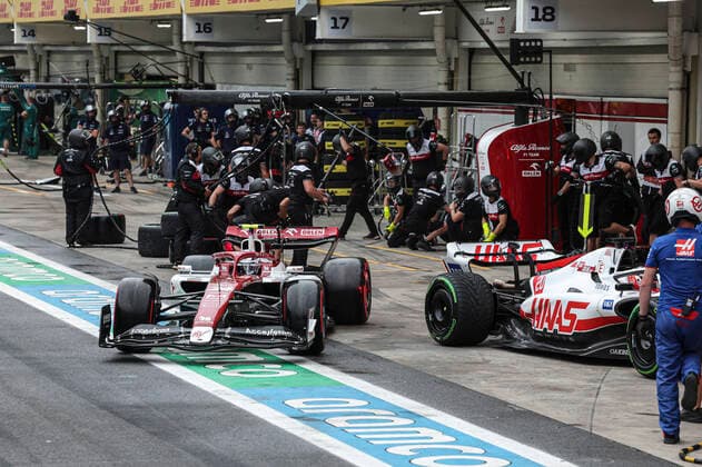 20 Kevin Magnussen DNK, Haas F1 Team , 24 Guanyu Zhou CHN, Alfa Romeo F1 Team ORLEN , F1 Grand Prix of Brazil at Autodromo Jose Carlos Pace on November 11, 2022 in Sao Paulo, Brazil Photo by HOCH ZWEI Sao Paulo Brazil