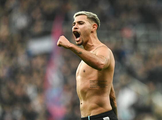 Mandatory Credit: Photo by Richard Lee Shutterstock (13619359an) Bruno Guimaraes of Newcastle United celebrates after the full time whistle Newcastle United v Chelsea, Premier League, Football, St James Park, Newcastle, UK - 12 Nov 2022 EDITORIAL USE ONLY No use with unauthorised audio, video, data, fixture lists, club league logos or live services. Online in-match use limited to 120 images, no video emulation. No use in betting, games or single club league player publications. Newcastle United v Chelsea, Premier League, Football, St James Park, Newcastle, UK - 12 Nov 2022 EDITORIAL USE ONLY No use with unauthorised audio, video, data, fixture lists, club league logos or live services. Online in-match use limited to 120 images, no video emulation. No use in betting, games or single club league player publications.  Copyright: xRichardxLee Shutterstockx 13619359an