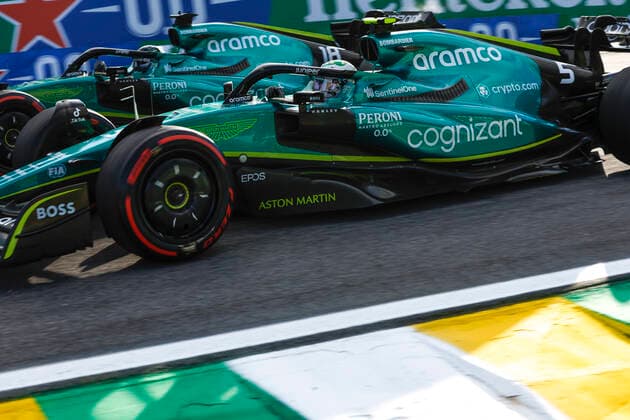 5 Sebastian Vettel DEU, Aston Martin Aramco Cognizant F1 Team , 18 Lance Stroll CAN, Aston Martin Aramco Cognizant F1 Team , F1 Grand Prix of Brazil at Autodromo Jose Carlos Pace on November 12, 2022 in Sao Paulo, Brazil Photo by HOCH ZWEI Sao Paulo Brazil