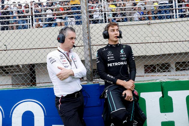 Riccardo Musconi ITA, Mercedes AMG Petronas F1 Team , 63 George Russell GBR, Mercedes AMG Petronas F1 Team , F1 Grand Prix of Brazil at Autodromo Jose Carlos Pace on November 13, 2022 in Sao Paulo, Brazil Photo by HOCH ZWEI Sao Paulo Brazil