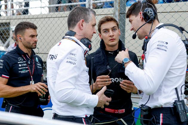 Riccardo Musconi ITA, Mercedes AMG Petronas F1 Team , 63 George Russell GBR, Mercedes AMG Petronas F1 Team , F1 Grand Prix of Brazil at Autodromo Jose Carlos Pace on November 13, 2022 in Sao Paulo, Brazil Photo by HOCH ZWEI Sao Paulo Brazil