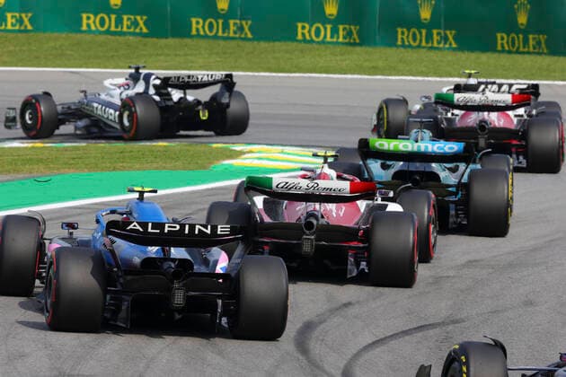31 Esteban Ocon FRA, BWT Alpine F1 Team , 24 Guanyu Zhou CHN, Alfa Romeo F1 Team ORLEN , F1 Grand Prix of Brazil at Autodromo Jose Carlos Pace on November 13, 2022 in Sao Paulo, Brazil Photo by HOCH ZWEI Sao Paulo Brazil