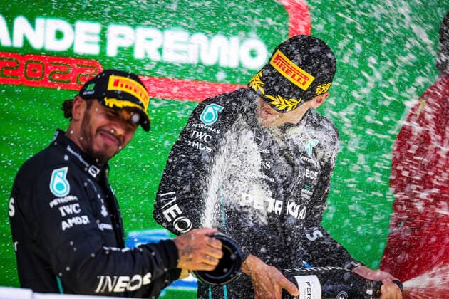 44 Lewis Hamilton GBR, Mercedes AMG Petronas F1 Team , 63 George Russell GBR, Mercedes AMG Petronas F1 Team , F1 Grand Prix of Brazil at Autodromo Jose Carlos Pace on November 13, 2022 in Sao Paulo, Brazil Photo by HOCH ZWEI Sao Paulo Brazil