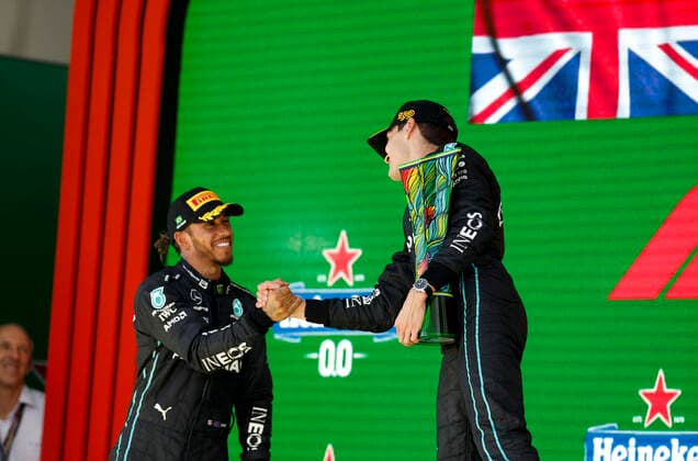 44 Lewis Hamilton GBR, Mercedes AMG Petronas F1 Team , 63 George Russell GBR, Mercedes AMG Petronas F1 Team , F1 Grand Prix of Brazil at Autodromo Jose Carlos Pace on November 13, 2022 in Sao Paulo, Brazil Photo by HOCH ZWEI Sao Paulo Brazil