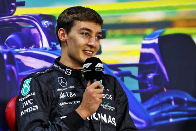 RUSSELL George (gbr), Mercedes AMG F1 Team W13, portrait press conference, PK, Pressekonferenz during the Formula 1 Heineken Grande Premio de Sao Paulo 2022, Sao Paulo Grand Prix Grand Prix 2022, 21st round of the 2022 FIA Formula One World Championship, WM, Weltmeisterschaft from November 11 to 13, 2022 on the Interlagos Circuit, in Sao Paulo, Brazil - F1 - SAO PAULO GRAND PRIX 2022 - RACE DPPI Panoramic  BRAZIL_SUNDAY_FIA_PRESS_CONF_26