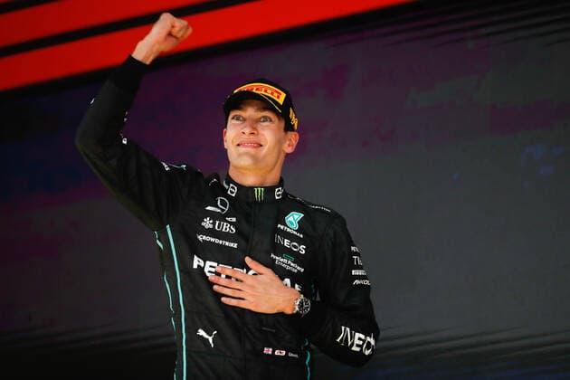 podium RUSSELL George (gbr), Mercedes AMG F1 Team W13, portrait during the Formula 1 Heineken Grande Premio de Sao Paulo 2022, Sao Paulo Grand Prix Grand Prix 2022, 21st round of the 2022 FIA Formula One World Championship, WM, Weltmeisterschaft from November 11 to 13, 2022 on the Interlagos Circuit, in Sao Paulo, Brazil - F1 - SAO PAULO GRAND PRIX 2022 - RACE DPPI Panoramic  00122048__V2_1923
