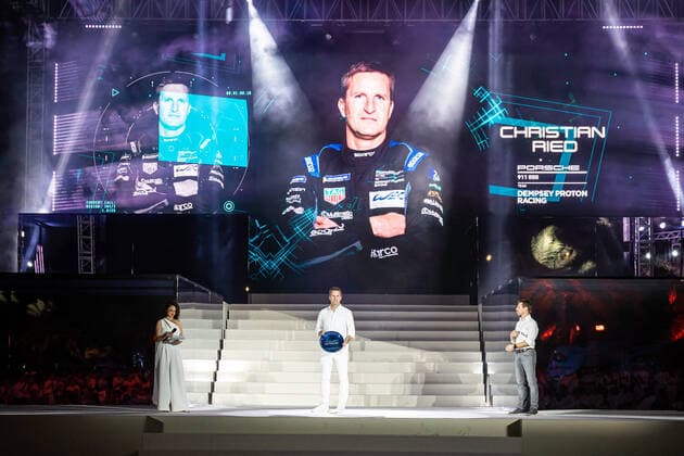 CHRISTIAN RIED, 77 DEMPSEY-PROTON RACING (DEU) PORSCHE 911 RSR-19 (LMGTE AM) CELEBRATED AS THE ONLY DRIVER PARTICIPATING IN ALL FIA WEC RACES SINCE THE START OF THE CHAMPIONSHIP IN 2013 DURING THE 2022 FIA WORLD ENDURANCE CHAMPIONSHIP (FIA WEC) AWARDS CEREMONY, SOFITEL BAHRAIN ZALLAQ, ZALLAQ, BAHRAIN, NOVEMBER 13 2022 AUTOMOBILE : FIA WEC 2022 - CEREMONIE DE REMISE DES PRIX - 13 11 2022 MPSAgency Panoramic 