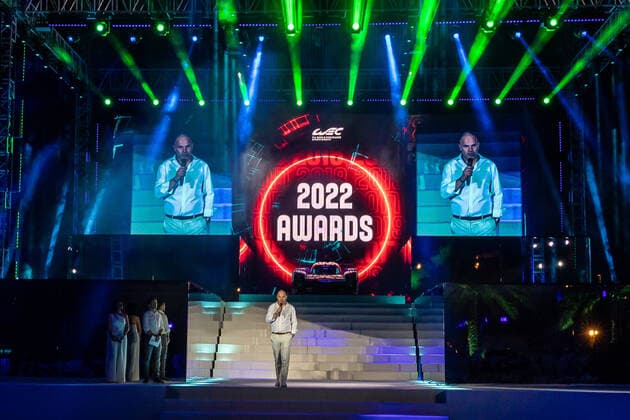FREDERIC LEQUIEN, CEO OF LE MANS ENDURANCE MANAGEMENT (L) DURING THE 2022 FIA WORLD ENDURANCE CHAMPIONSHIP (FIA WEC) AWARDS CEREMONY, SOFITEL BAHRAIN ZALLAQ, ZALLAQ, BAHRAIN, NOVEMBER 13 2022 AUTOMOBILE : FIA WEC 2022 - CEREMONIE DE REMISE DES PRIX - 13 11 2022 MPSAgency Panoramic 