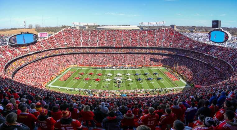 KANSAS CITY, MO - NOVEMBER 13: A high view of GEHA Field at Arrowhead Stadium before an NFL, American Football Herren, USA game between the Jacksonville Jaguars and Kansas City Chiefs on November 13, 2022 at GEHA Field at Arrowhead Stadium in Kansas City, MO. (Photo by Scott Winters Icon Sportswire) NFL: NOV 13 Jaguars at Chiefs Icon22111312271