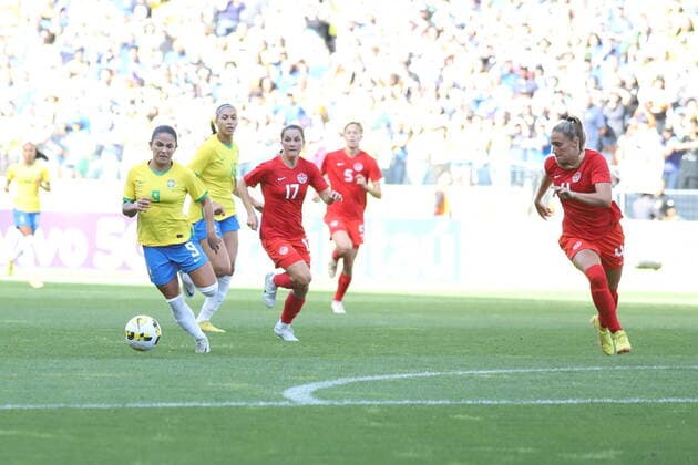 November 15, 2022, Sao Paulo, Brazil: Soccer Match between the teams from Brazil and Canada, held at Neo Quimica Arena Stadium, in Sao Paulo, in a preparatory confrontation for the Women s Soccer World Cup, scheduled for 2023. The Brazilian Women s Soccer Team won the match by score of 2-1, with goals scored by Bia Zaneratto and Aninha.  Copyright: xLecoxVianax