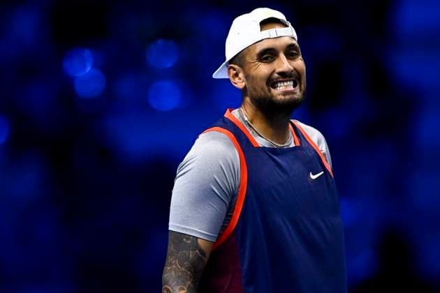 Nitto ATP, Tennis Herren Finals - Day Four Nick Kyrgios of Australia reacts during his round robin match with Thanasi Kokkinakis of Australia against Ivan Dodig of Croatia and Austin Krajicek of USA during day four of the Nitto ATP Finals. Thanasi Kokkinakis and Nick Kyrgios won the match 3-6, 6-4, 10-6. Turin Italy Copyright: xNicolòxCampox