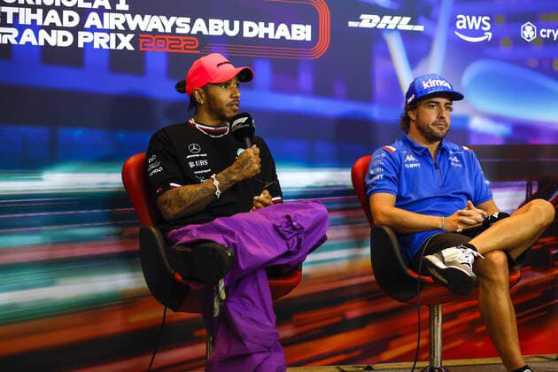 HAMILTON Lewis (gbr), Mercedes AMG F1 Team W13, portrait, press conference, PK, Pressekonferenz during the Formula 1 Etihad Airways Abu Dhabi Grand Prix 2022, 22nd round of the 2022 FIA Formula One World Championship, WM, Weltmeisterschaft from November 18 to 20, 2022 on the Yas Marina Circuit, in Yas Island, Abu Dhabi - F1 - ABU DHABI GRAND PRIX 2022 DPPI Panoramic F12022GP22ARE_JK199065