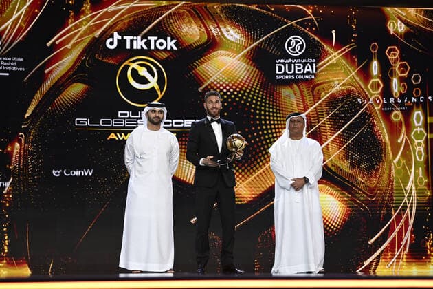 Foto Fabio Ferrari LaPresse - 17 Novembre 2022 - Dubai, Emirati Arabi Uniti - - Calcio -17ma edizione di Dubai International Sports Conference - Globe Soccer Awards 2022. Nella foto: Sergio Ramos - Best defender of all the time November 17, 2022 Dubai, United Arab Emirates - sport - Soccer - 17th edition of the Dubai International Sports Conference - Globe Soccer Awards 2022. In the pic: Sergio Ramos - Best defender of all the time  Copyright: xFabioxFerrari LaPressex