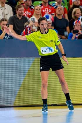 Ljubljana, 18 November 2022 Handball EHF European Championship, Semifinal, Norway vs France Referee Maike Merz Ljubljana Stozice Arena Slovenia