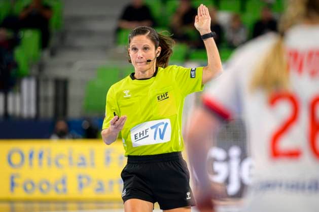 Ljubljana, 18 November 2022 Handball EHF European Championship, Semifinal, Norway vs France Referee Maike Merz Ljubljana Stozice Arena Slovenia