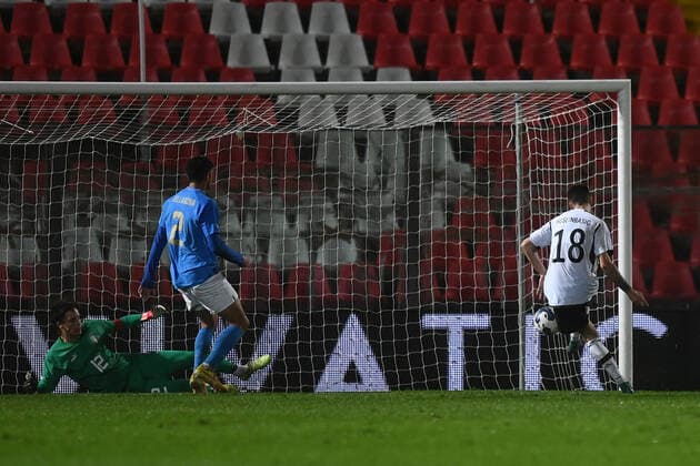 Mp Ancona 19 11 2022 - amichevole Italia-Germania Under 21 foto Matteo Papini Image nella foto: gol Denis Huseinbasic 