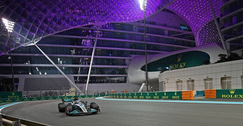 19th November 2022; Yas Marina Circuit, Yas Island, Abu Dhabi; George Russell (GBR) Mercedes AMG Petronas F1 Team W13, during qualifying at the F1 Grand Prix of Abu Dhabi  ActionPlus12450644 HeulerxAndrey