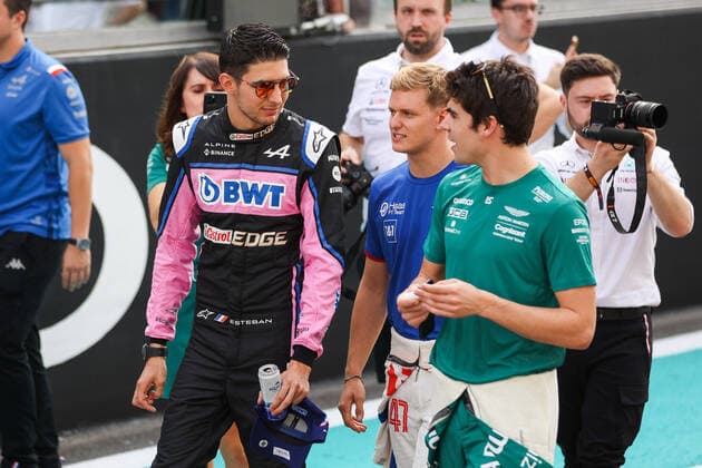 OCON Esteban (fra), Alpine F1 Team A522, SCHUMACHER Mick (ger), Haas F1 Team VF-22 Ferrari, STROLL Lance (can), Aston Martin F1 Team AMR22, portrait during the Formula 1 Etihad Airways Abu Dhabi Grand Prix 2022, 22nd round of the 2022 FIA Formula One World Championship, WM, Weltmeisterschaft from November 18 to 20, 2022 on the Yas Marina Circuit, in Yas Island, Abu Dhabi - F1 - ABU DHABI GRAND PRIX 2022 - RACE DPPI Panoramic 00122050_AV6_8268