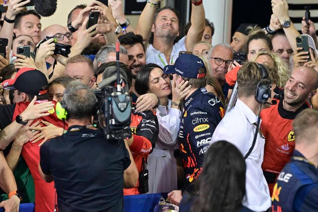1 Max Verstappen NLD, Oracle Red Bull Racing and his girlfriend Kelly Piquet, F1 Grand Prix of Abu Dhabi at Yas Marina Circuit on November 20, 2022 in Abu Dhabi, United Arab Emirates Photo by HOCH ZWEI Abu Dhabi United Arab Emirates