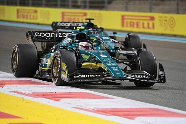 5 Sebastian Vettel DEU, Aston Martin Aramco Cognizant F1 Team , 18 Lance Stroll CAN, Aston Martin Aramco Cognizant F1 Team , F1 Grand Prix of Abu Dhabi at Yas Marina Circuit on November 20, 2022 in Abu Dhabi, United Arab Emirates Photo by HOCH ZWEI Abu Dhabi United Arab Emirates