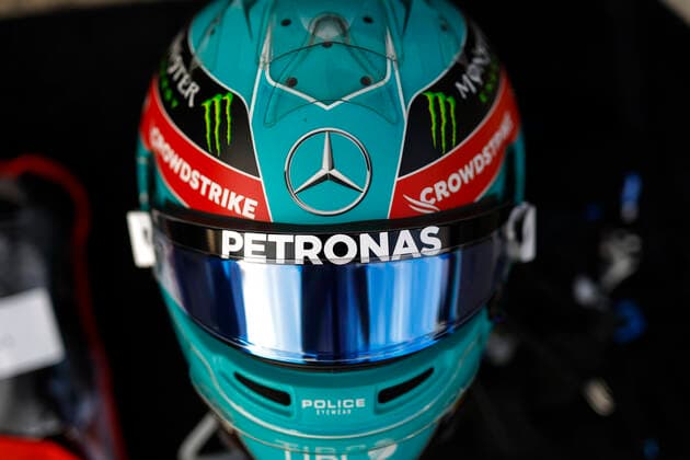 Helmet of 63 George Russell GBR, Mercedes AMG Petronas F1 Team , F1 Grand Prix of Abu Dhabi at Yas Marina Circuit on November 20, 2022 in Abu Dhabi, United Arab Emirates Photo by HOCH ZWEI Abu Dhabi United Arab Emirates