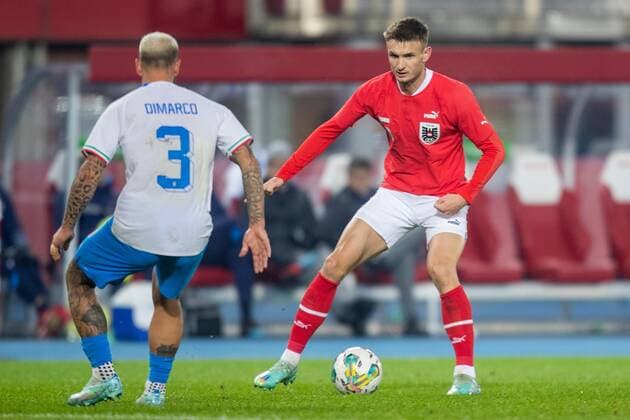 SOCCER - AUT vs ITA, test match VIENNA,AUSTRIA,20.NOV.22 - SOCCER - OEFB international test match, Austria vs Italy. Image shows Stefan Posch (AUT).  GEPAxpictures xPhilippxBrem