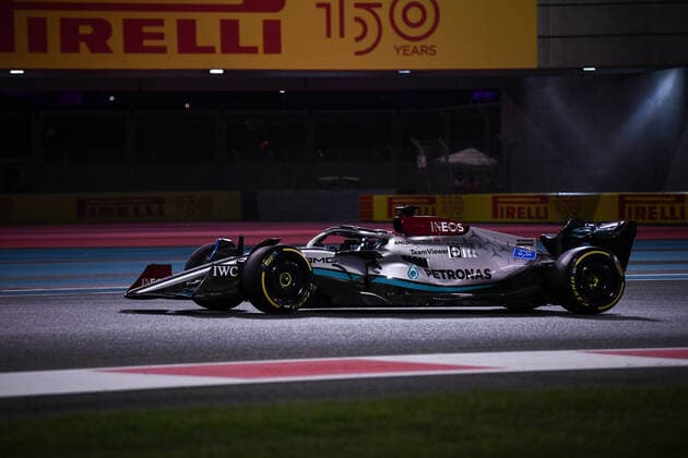 November 20, 2022, Yas Island-Abu Dhabi, Mezzolombardo, United Arab Emirates: British driver GEORGE RUSSEL ( Mercedes-AMG F1 Team) drives during the 2022 FIA Formula 1 Abu Dhabi Grand Prix at Yas Marina Circuit in Yas Island, Abu Dhabi. Verstappen wins. Yas Island-Abu Dhabi United Arab Emirates - ZUMAf150 20221120_zsp_f150_015 Copyright: xDaisyxFacinellix