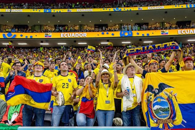 Qatar v Ecuador 2022 FIFA World Cup, WM, Weltmeisterschaft, Fussball 20 11 2022. Match One Ecuador fans during the 2022 Fifa World Cup match between Qatar and Ecuador at Al Bayt Stadium, Al Khor, Qatar on 20 November 2022. Editorial use only , Copyright: xNigelxKeenex PSI-16400-0088