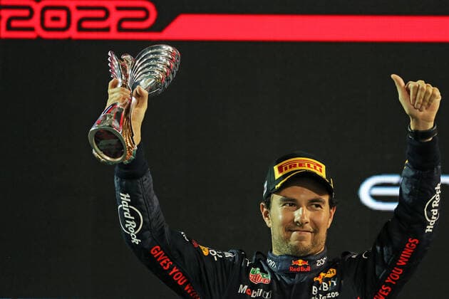 20th November 2022; Yas Marina Circuit, Yas Island, Abu Dhabi; Podium for 3rd placed Sergio Perez (MEX) Oracle Red Bull Racing RB18 after the F1 Grand Prix Race day for Abu Dhabi F1 Race  ActionPlus12451436 HeulerxAndrey