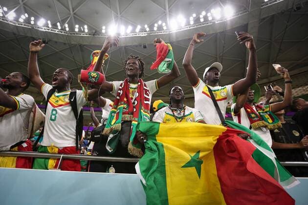 Mandatory Credit: Photo by Michael Zemanek Shutterstock (13626368v) Senegal fans Senegal v Netherlands, FIFA World Cup, WM, Weltmeisterschaft, Fussball 2022, Group A, Football, Al Thumama Stadium, Doha, Qatar - 21 Nov 2022 Editorial Use Only Senegal v Netherlands, FIFA World Cup 2022, Group A, Football, Al Thumama Stadium, Doha, Qatar - 21 Nov 2022 Editorial Use Only  Copyright: xMichaelxZemanek Shutterstockx 13626368v