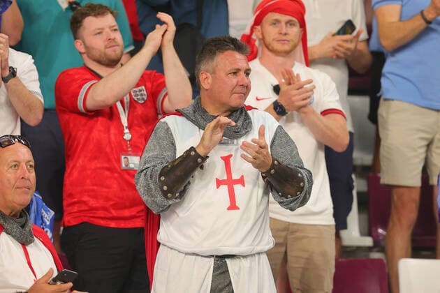 England fans celebrates the win during the FIFA World Cup, WM, Weltmeisterschaft, Fussball Qatar 2022 match between England and Iran at Khalifa International Stadium, Doha, Qatar on 21 November 2022. Copyright: xPeterxDovganx 34520086