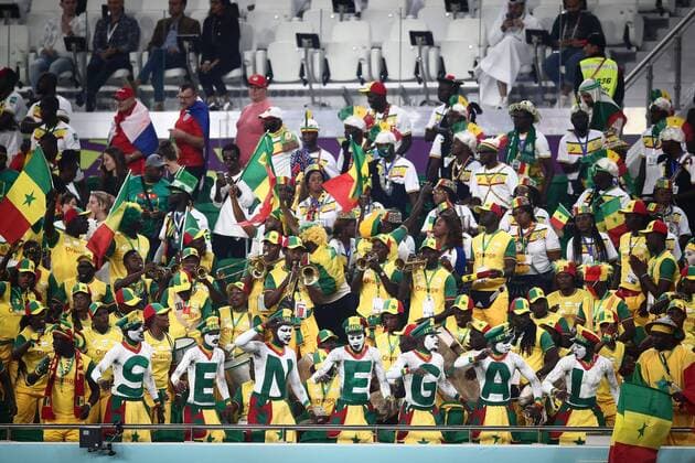 Mandatory Credit: Photo by Michael Zemanek Shutterstock (13626368ae) Senegal fans Senegal v Netherlands, FIFA World Cup, WM, Weltmeisterschaft, Fussball 2022, Group A, Football, Al Thumama Stadium, Doha, Qatar - 21 Nov 2022 Editorial Use Only Senegal v Netherlands, FIFA World Cup 2022, Group A, Football, Al Thumama Stadium, Doha, Qatar - 21 Nov 2022 Editorial Use Only  Copyright: xMichaelxZemanek Shutterstockx 13626368ae