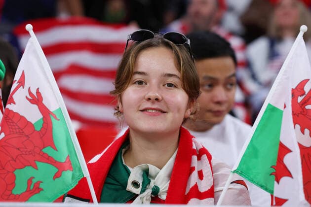 Wales fans (WAL), NOVEMBER 21, 2022 - Football Soccer : FIFA World Cup, WM, Weltmeisterschaft, Fussball Qatar 2022 Group B match between United States 1-1 Wales at Ahmad Bin Ali Stadium in Al Rayyan, Qatar.  (204428442)