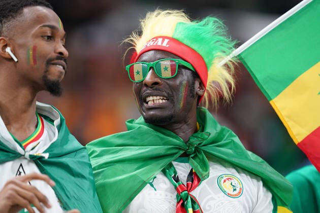 DOHA, QATAR - NOVEMBER 21: Fan of Senegal before the FIFA World Cup, WM, Weltmeisterschaft, Fussball Qatar 2022 group A match between Senegal and Netherlands on November 21, 2022, at Al Thumama Stadium in Doha, Qatar. (Photo by Florencia Tan Jun PxImages Icon Sportswire) SOCCER: NOV 21 FIFA World Cup - Netherlands v Senegal Icon221121008