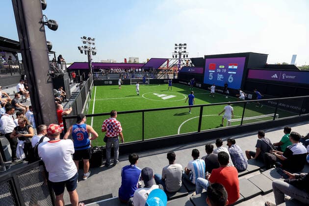 FIFA Fan World Cup, Croatia v Morocco: FIFA World Cup, WM, Weltmeisterschaft, Fussball Qatar 2022 Croatian and Moroccan fans during the FIFA Fan World Cup match between Croatia and Morocco fans at the Fifa Fan Festival at Al Bidda Park on November 22, 2022., in Doha, Qatar. IgorxKralj PIXSELL