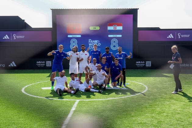 FIFA Fan World Cup, Croatia v Morocco: FIFA World Cup, WM, Weltmeisterschaft, Fussball Qatar 2022 Croatian and Moroccan fans during the FIFA Fan World Cup match between Croatia and Morocco fans at the Fifa Fan Festival at Al Bidda Park on November 22, 2022., in Doha, Qatar. IgorxKralj PIXSELL