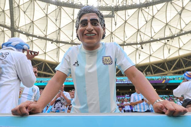 Fan with Maradonna mask during the FIFA World Cup, WM, Weltmeisterschaft, Fussball Qatar 2022 Group C match between Argentina and Saudi Arabia at Lusail Stadium, Lusail, Qatar on 22 November 2022. Copyright: xPeterxDovganx 34630005