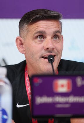 Canada s head coach John Herdman pictured during a press conference, PK, Pressekonferenz of the national soccer team of Canada, at Qatar National Convention Center QNCC, in Doha, State of Qatar, Tuesday 22 November 2022. Canada will be the first adversary of the Belgian Red Devils in group F of the FIFA 2022 World Cup in Qatar. BRUNOxFAHY  x52816491x