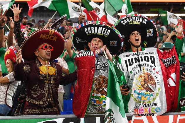 Football, Men, 2022 23 season, World Cup in Qatar, Group C 1 matchday , Mexico Poland at Stadium 974 in Doha, The fans of Mexico , 22 11 2022, Copyright: xMatthiasxKochx