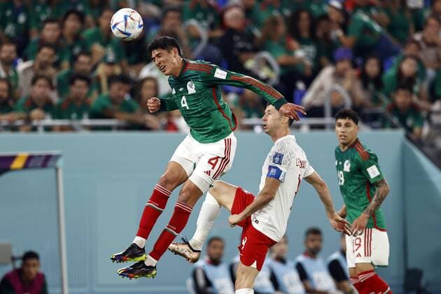 DOHA LR Edson Alvarez of Mexico, Robert Lewandowski of Poland during the FIFA World Cup Qatar 2022 group C match between Mexico and Poland at 974 Stadium on November 22, 2022 in Doha, Qatar AP Dutch Height MAURICE OF STONE FIFA World Cup Qatar 2022 2022 xVIxANPxSportx xMauricexvanxSteenxWKxIVx 458209744 originalFilename: 458209744.jpg