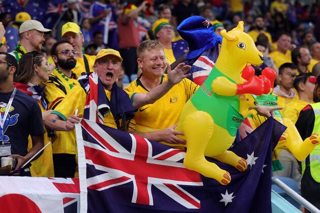 France v Australia 2022 FIFA World Cup, WM, Weltmeisterschaft, Fussball The Australia fans before the 2022 FIFA World Cup Group D match at Al Janoub Stadium, Al Wakrah Content Not Available For UK Newspapers Copyright: xPaulxChestertonx FIL-17638-0028 UK Newspapers OUT