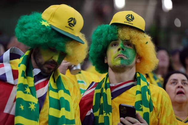 France v Australia 2022 FIFA World Cup, WM, Weltmeisterschaft, Fussball The Australia fans before the 2022 FIFA World Cup Group D match at Al Janoub Stadium, Al Wakrah Content Not Available For UK Newspapers Copyright: xPaulxChestertonx FIL-17638-0029 UK Newspapers OUT