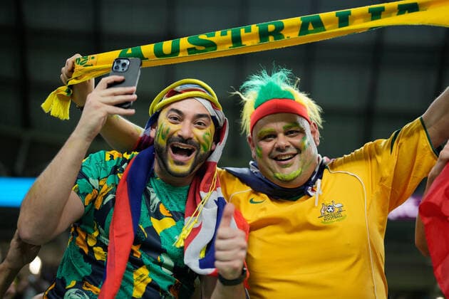 Australia fans (AUS), NOVEMBER 22, 2022 - Football Soccer : FIFA World Cup, WM, Weltmeisterschaft, Fussball Qatar 2022 Group D match between France 4-1 Australia at Al Janoub Stadium in Al Wakrah, Qatar.  (204516605)