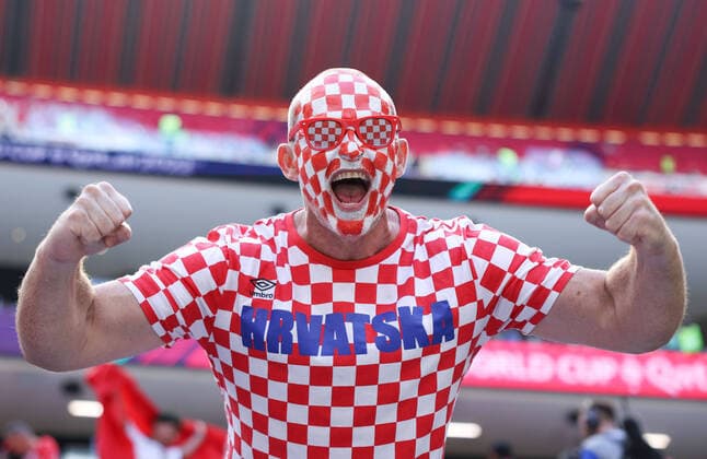 (221123) -- AL KHOR, Nov. 23, 2022 -- A fan reacts before the Group F match between Morocco and Croatia at the 2022 FIFA World Cup, WM, Weltmeisterschaft, Fussball at Al Bayt Stadium in Al Khor, Qatar, Nov. 23, 2022. ) (SP)QATAR-AL KHOR-2022 WORLD CUP-GROUP F-MAR VS CRO ZhengxHuansong 