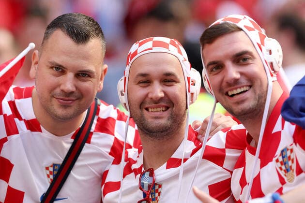 Morocco v Croatia: Group F - FIFA World Cup, WM, Weltmeisterschaft, Fussball Qatar 2022 AL KHOR, QATAR - NOVEMBER 23: Fans of Croatia support their teamduring the FIFA World Cup Qatar 2022 Group F match between Morocco and Croatia at Al Bayt Stadium on November 23, 2022 in Al Khor, Qatar. Photo by Goran Stanzl PIXSELL GoranxStanzl PIXSELL