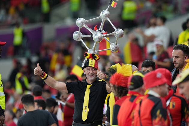QAT, World Cup FIFA 2022, Group F, Belgium vs Canada 23 11 2022, Khalifa International Stadium, Doha, QAT, World Cup FIFA 2022, Group F, Belgium vs Canada, in the picture fans of the belgian team on the stands nordphotoxGmbHx xBratic nph00250