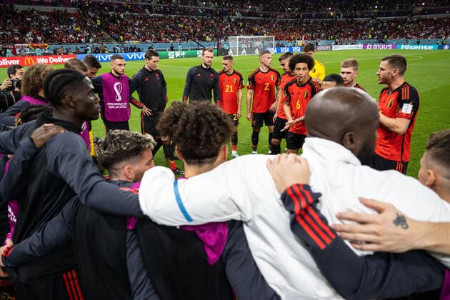 221123 Players of Belgium ahead of the FIFA World Cup 2022 football match between Belgium and Canada on November 23, 2022 in Doha Photo Joel Marklund PHOTO AGENCY code JM JM0385 bbeng football football soccer fotball world cup football world cup football world cup 2022 fifa world cup 2022 belgium belgium canada canada,  Copyright: JOELxMARKLUND BB221123JM109