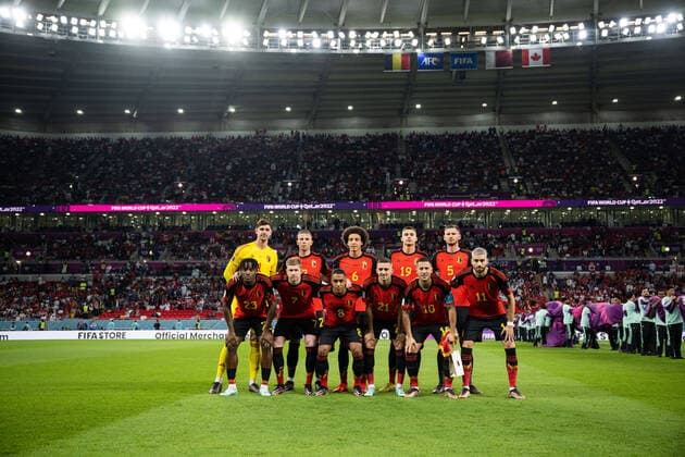 221123 The starting eleven of Belgium ahead of the FIFA World Cup 2022 football match between Belgium and Canada on November 23, 2022 in Doha Photo Joel Marklund BILDBYRAN code JM JM0385 bbeng football football soccer fotball vm fotbols vm fotbols vm fotbols vm 2022 fifa world cup 2022 Belgium Belgium Canada Canada,  Copyright: JOELxMARKLUND BB221123JM110