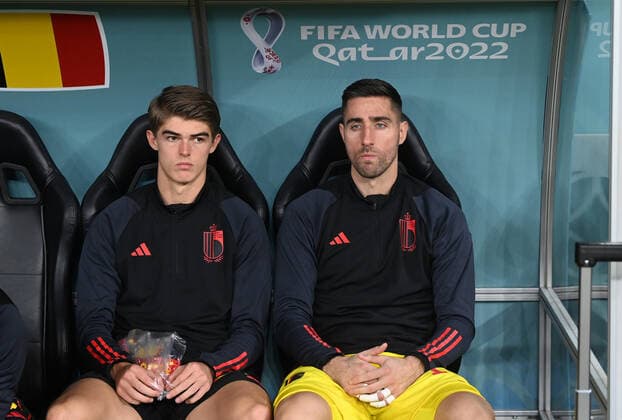 Football, Men, 2022 23 season, World Cup in Qatar, Group F 1 matchday , Belgium Canada at Ahmed bin Ali Stadium in Ar Rayyan, f l Charles De Ketelaere Belgium , goalkeeper Koen Casteels Belgium , 23 11 2022, Copyright: xMatthiasxKochx